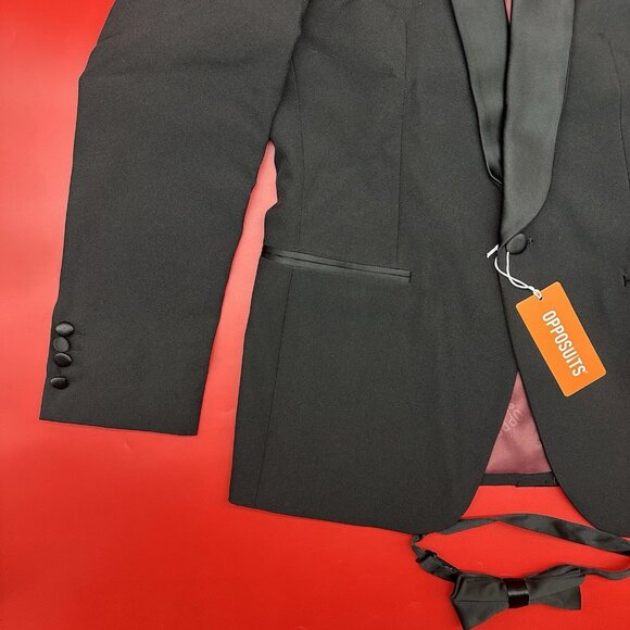 OppoSuits Slim-Fit Tuxedo Set Men's Size 36R Black Suit Jacket & Pants Set NIB - Picture 4 of 16